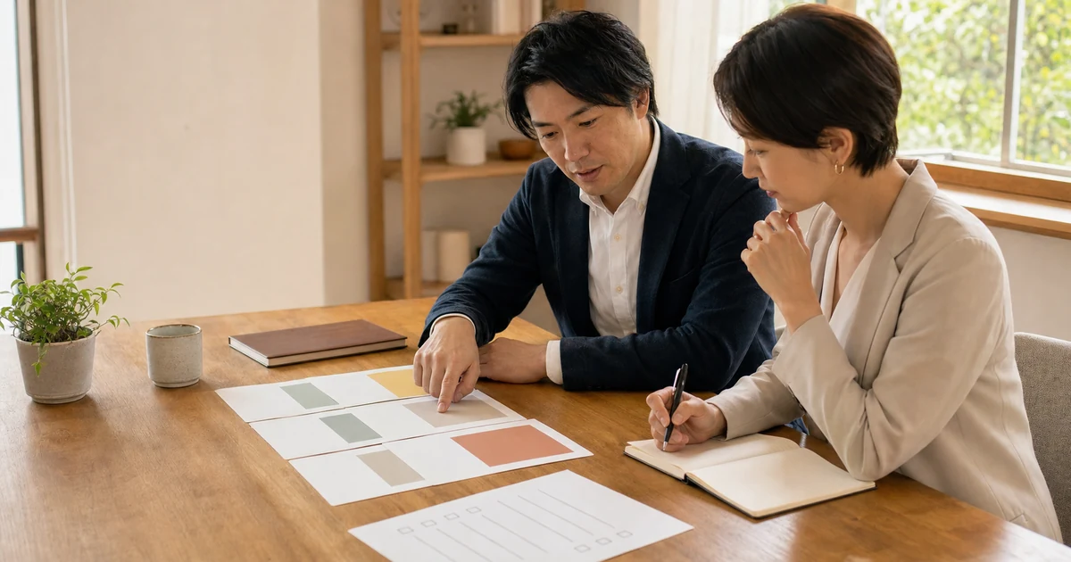BtoBサービスの比較条件を打ち合わせで整理する様子